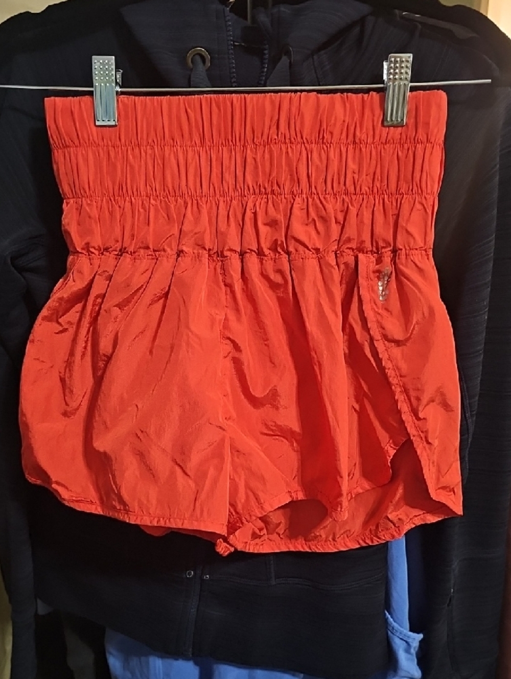 Free People Bright Orange Smocked High-Waist Athletic Shorts NWOT